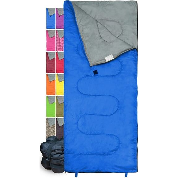 REVALCAMP Lightweight Blue Sleeping Bag Indoor & Outdoor use. Great for Kids, Youth & Adults. Ultralight and Compact Bags are Perfect for Hiking, Backpacking, Camping & Travel