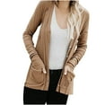 thumbnail image 6 of BLTIBY Womens 2024 Open Front Jacket Spring Fall Long Sleeve Button Cardigans Fashion Long Coats Lightweight Casual Soft Tops Khaki S, 6 of 9