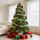 thumbnail image 5 of Juego de adornos de bolas de Navidad Paquete de 12 | Café Rojo Verde Flocado 2.36in | Decoraciones de árbol de Navidad irrompibles | Estilos ligeros, fáciles de colgar, variados para decoración de, 5 of 9