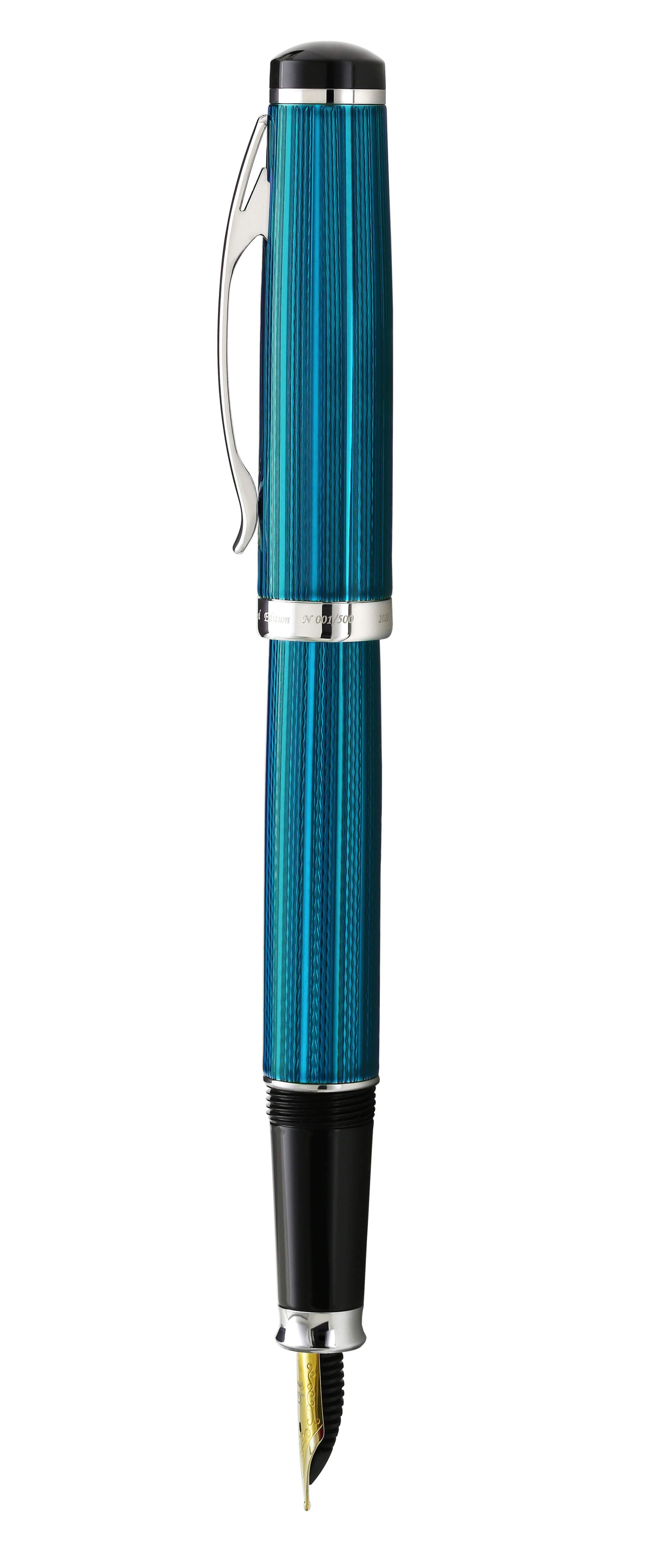 Xezo Xezo Incognito™ Diamond-Cut Lacquered Brass Fountain Pen (Medium Nib) - Deep Blue