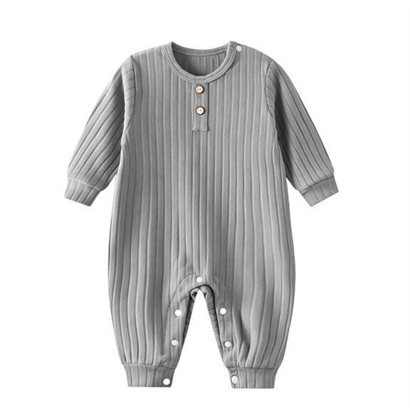 XUNKUSGA Newborn Baby Jumpsuit Cotton Striped Long Sleeve Baby Outfit Soft Comfortable Infant Clothes Classic Solid Color Unisex One Piece Jumpsuit,3-6Months