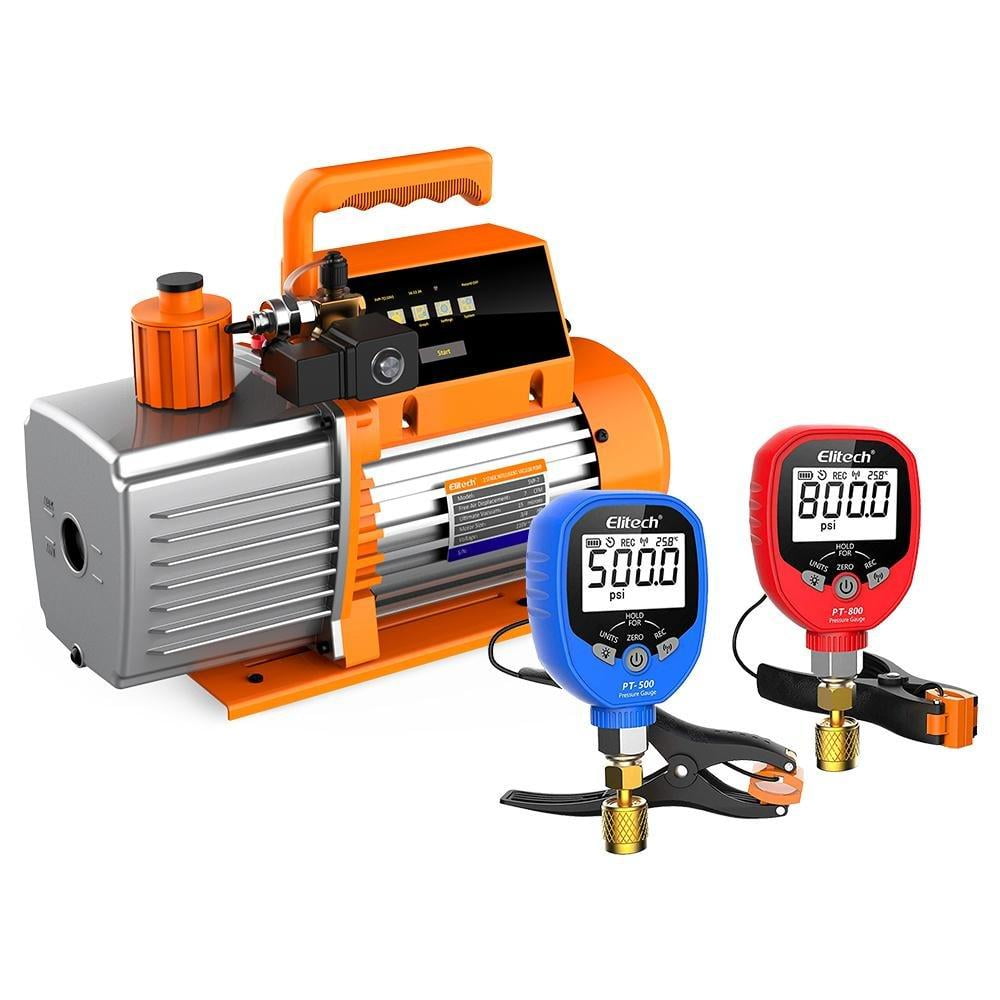 Elitech SVP7 Vacuum Pump 7 CFM 2 Stage Intelligent HVAC PT500&PT800 Wireless HVAC Digital