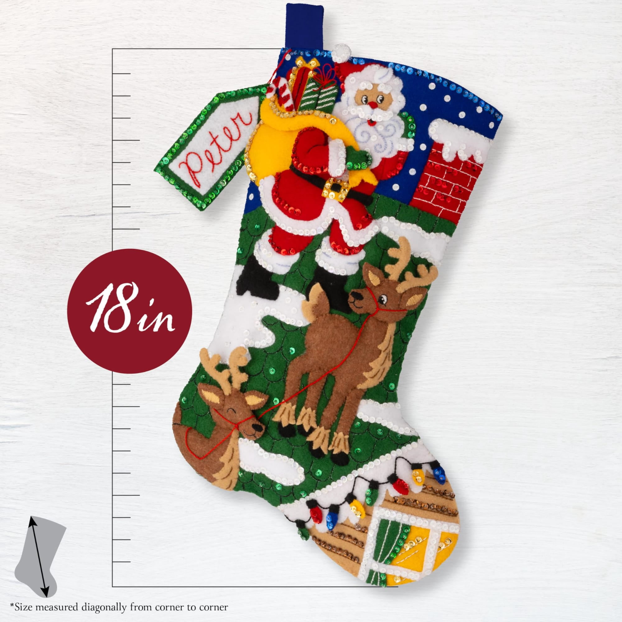 Bucilla Felt Stocking Kit, Rooftop Santa, 18 in, Multicolor, Felt