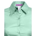 thumbnail image 4 of J. METHOD Women's Button Down Shirt Long Sleeve Roll Up Stretch Collar Office Work Formal Casual Basic Blouse Top NEWT04 Mint 2X, 4 of 5