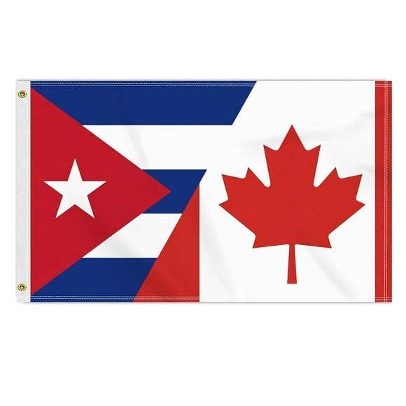 TRAHOO-3×5 FT Canada Cuba Flag, Large 100D Canadian Cuban Friendship National Outdoor Banner,Doube Side Printing Decor For Patio Garden With Brass Gromment