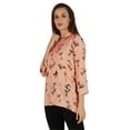 thumbnail image 4 of Bimba Button Down Tunic Casual Printed 3/4th Sleeves Loose Fit Rayon Tunic Long Shirt Top For Women, 4 of 7