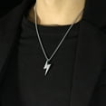 thumbnail image 2 of Collar con colgante de relámpago para hombre, joyería masculina con forma de rayo y perno de acero inoxidable, 2 of 4
