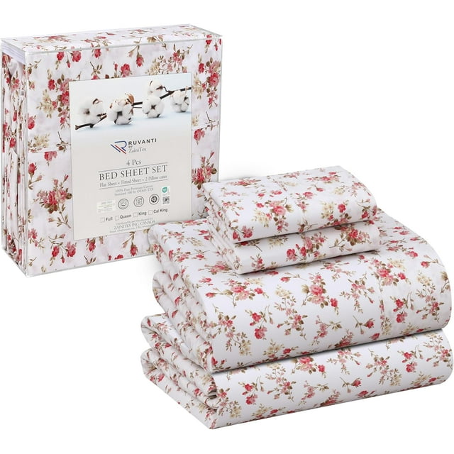 Draps en Coton Draps en Percale Frais et Croustillants pour Lit Simple Respirants et Durables Ensemble de Draps Simple es Draps à Poches Profondes Pièces Florales Lilas