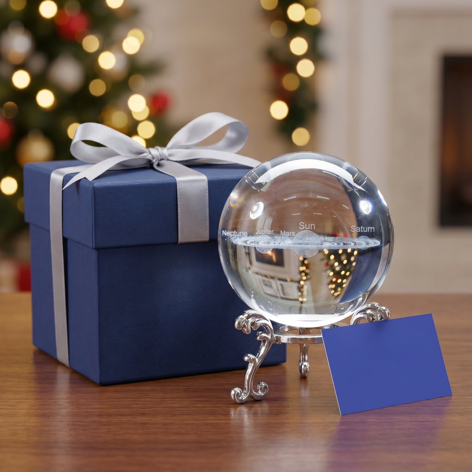 Unique Bargains Crystal Ball Figurine 3D Glass Paperweight with Base Clear Style C