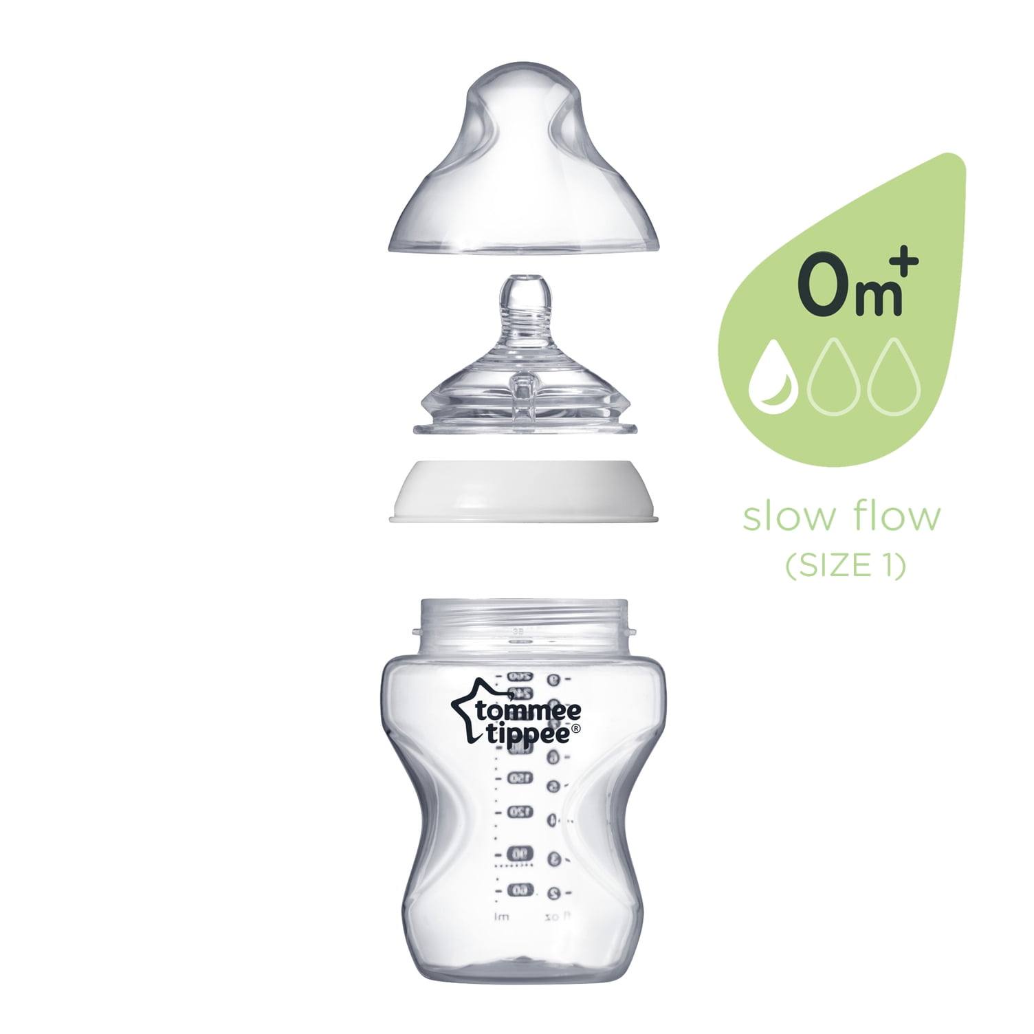  Tommee Tippee Anti-Colic Baby Bottles, Slow Flow Breast-Like  Nipple and Unique Anti-Colic Venting System, 9oz, 4 Count, Clear : Baby
