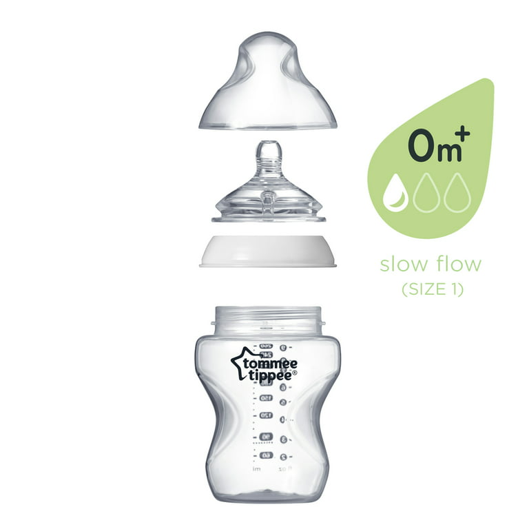 Tommee Tippee Closer To Nature Baby Bottles Slow Flow Breast-Like Nipple  With Anti-Colic Valve (9oz, 4 Count)