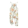 thumbnail image 5 of MKOSPLRT Girls Jumpsuits Casual Dressy V Neck Spaghetti Strap Harem Overalls Boho Floral Print Jumpers One Piece with Pokcet for 5-14 Years, 5 of 8