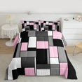 thumbnail image 2 of Feelyou Geometric Anstract Bedding Comforter Set for Adult, Pink Grey Square Twin Comforter Sets, Modern Fashion Reversible Bedding Set, Breathable Home Decor, 2-Piece, 2 of 8