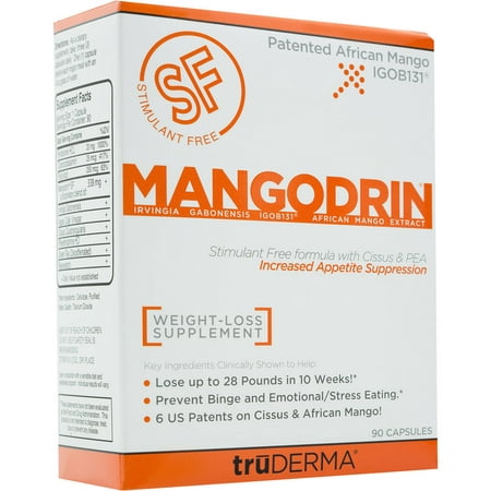 Truderma Mangodrin Stimulant Mango gratuit africaine perte de poids supplément, 90 count