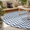 thumbnail image 3 of Round Rugs 4Ft, Blue Stripes Round Area Rug Washable Indoor Throw Carpet, Geometric Abstract Lines Modern Striped Simple Soft Non Slip Circle Rug for Kitchen Nursery Room Home Decor Aesthetic, 3 of 8