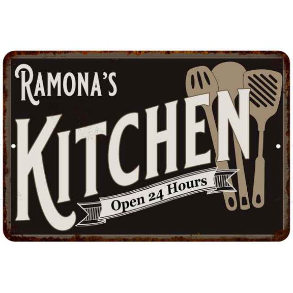 Ramona's Kitchen Sign Metal Wall 8 x 12 High Gloss Metal 208120019299