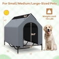 thumbnail image 3 of Pefilos 52" Dog House for Large Dogs, Outside Elevated Dog Bed, Weatherproof Dog Kennel for Indoor and Outdoor, Portable Dog Shelter Cot with Ventilated Windows, Gray, 3 of 7