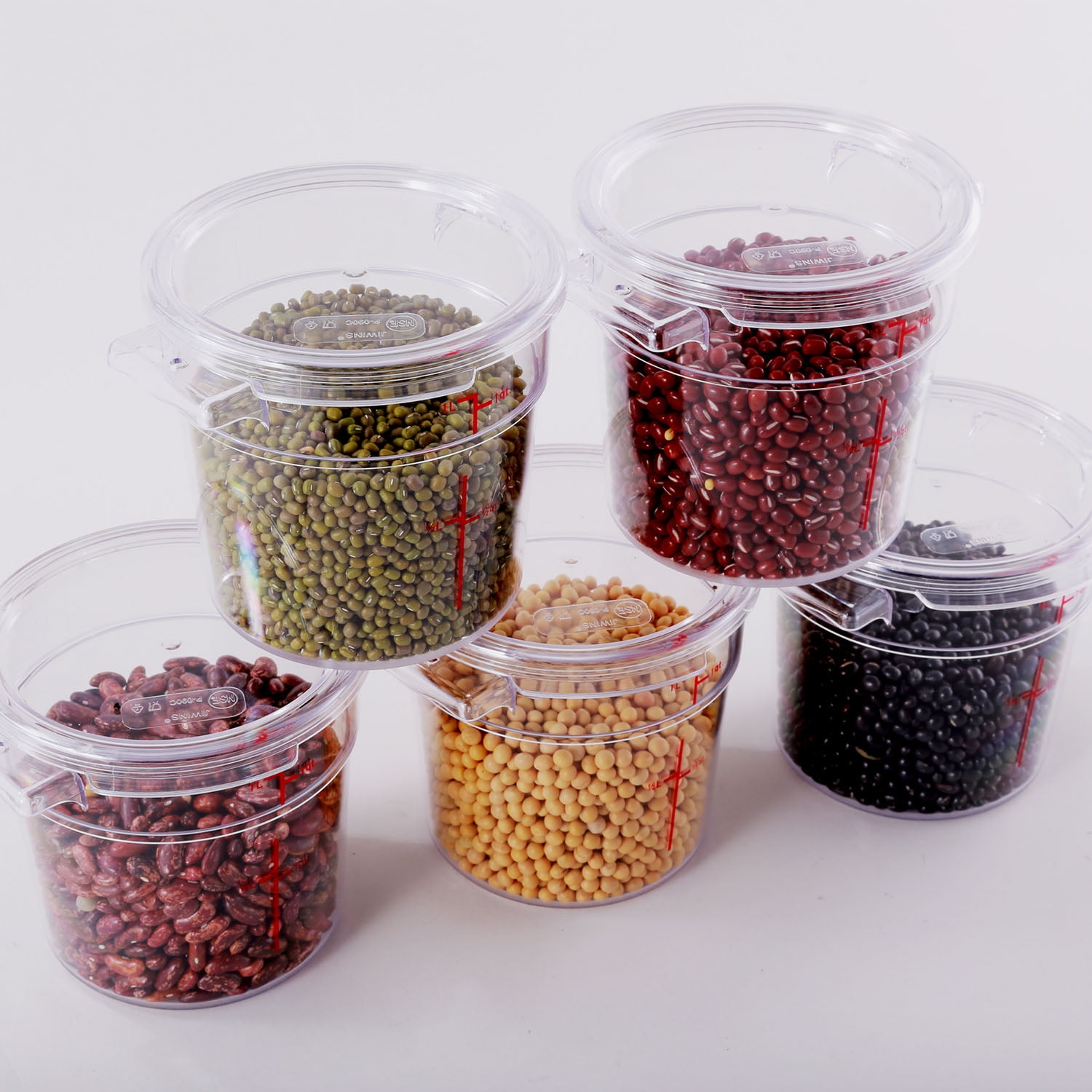 Hakka 1 Qt Commercial Grade Round Food Storage Containers with Lids,Polycarbonate,Clear Case