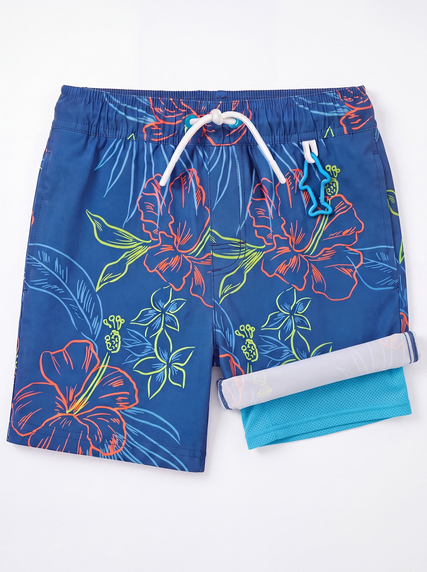 Rugged Shark Boys 6" Inseam Swim Trunks, Sizes 4-16