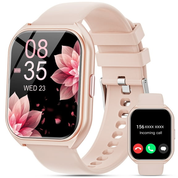 Mingwear 2025 New 1.85-inch Men's and Women's Smartwatch with Fitness Tracker, Answer/Make Calls/150 Sport Modes, IP67 Water Resistant Sports Fitness Watch for Android and Iphone Devices(Pink)