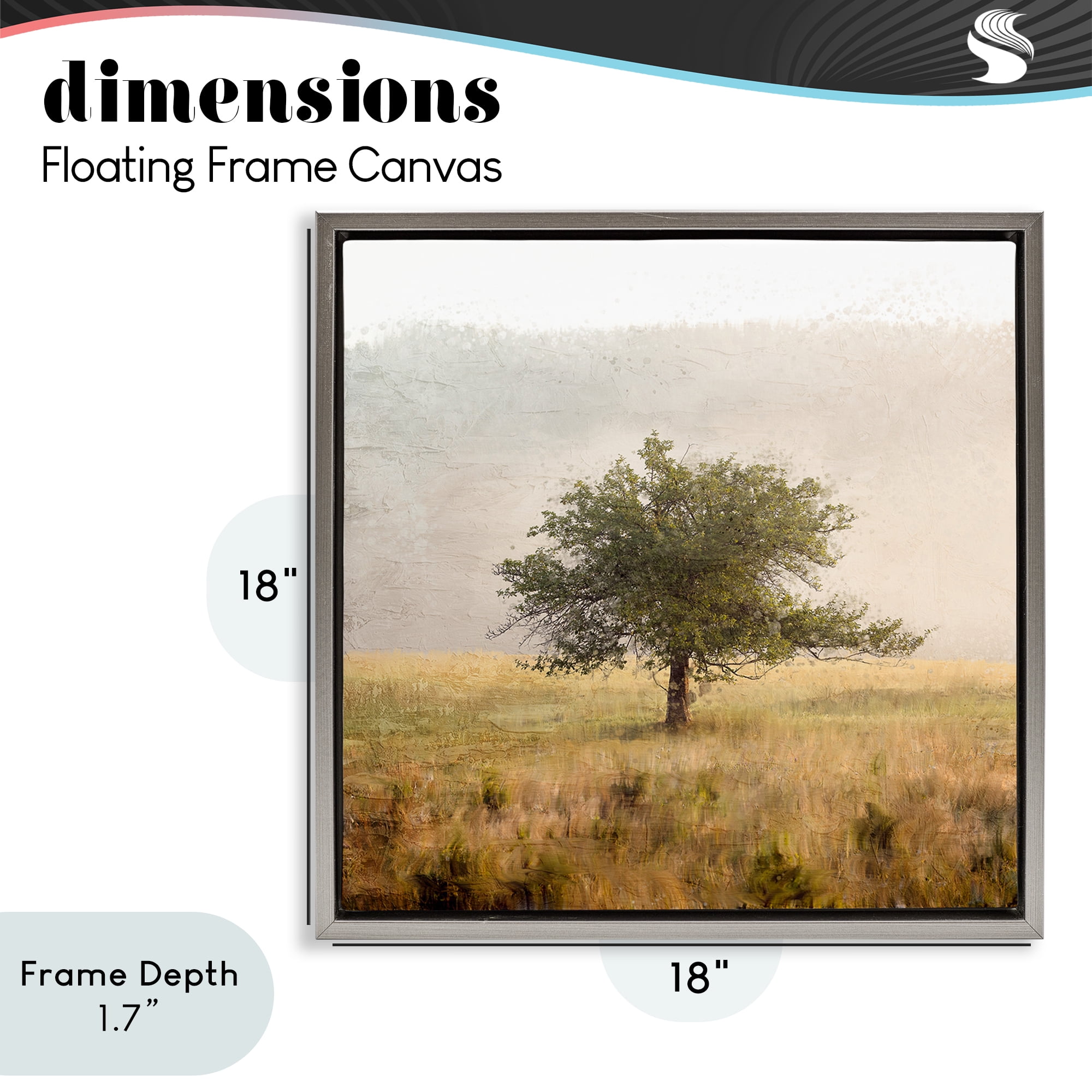 Stupell Industries Tree Alone in Golden Field Gray Framed Floater Canvas Wall Art, design by Anne Bailey