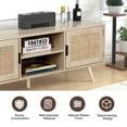 thumbnail image 4 of Eumyviv Farmhouse TV Stands for 55 Inch TV,Wood Media Entertainment Center Cabinet Console Table with 2 Rattan Doors, Natural Oak, H0015, 4 of 10