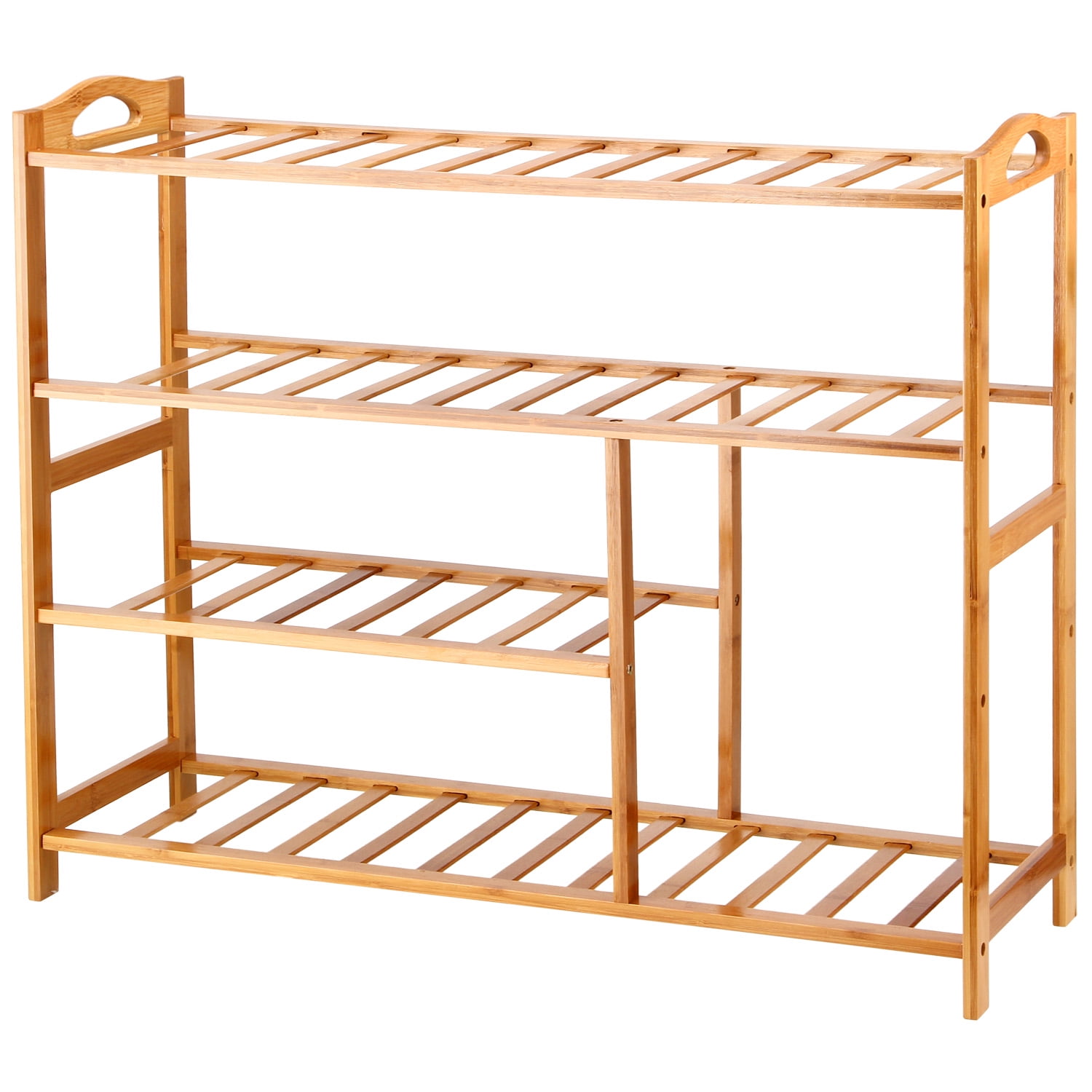 Mllieroo Portable 4 Shelves Bamboo Shoe Rack Entryway Shoe Shelf