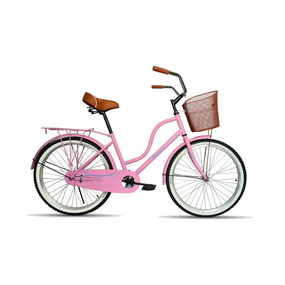 Bicicleta Black Panther Santorini R24 Equipada Con Canasta Rosa