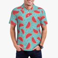 thumbnail image 4 of Vsdgher Watermelon Print Men's Short Sleeve Stretch Polo Shirt, Moisture-Wicking Performance Polo Shirt, 4 of 8
