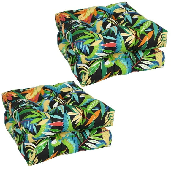 Blazing Needles 19-inch Squared Patterned Spun Polyester Tufted Dining Chair Cushions (Set of 4)