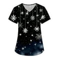 thumbnail image 4 of Wutalume Women's Festive Healthcare Scrub Set, Christmas Pattern Short Sleeve Top and Work Pants, Medical Work Uniform,Black L, 4 of 6