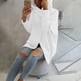 thumbnail image 6 of Women's Hooded Asymmetric Zipper Pullover Sweatshirt Fall Winter Oversized Front Open Coat Tops with Pockets for Women White L, 6 of 6