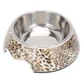 thumbnail image 4 of Cuenco de agua y comida para perros 2 en 1, base antideslizante, plato alimentador de cuenco para mascotas de acero inoxidable (L para patrón de leopardo), 4 of 5