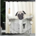 thumbnail image 4 of Ambesonne Pug Shower Curtain, Puppy Reading Newspaper, 69"Wx70"L, Cream Black White, 4 of 5