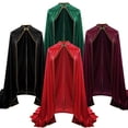 thumbnail image 5 of Anmrize Women's Medieval Cloak Stand Collar Deluxe Velvet Gold Trim Renaissance Cape for Adult-Wine Red, 5 of 5