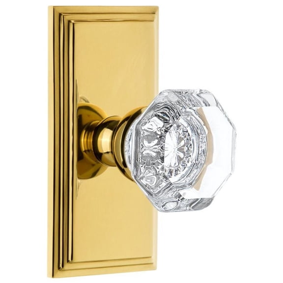 Grandeur 810904 Non-Turning One-Side Dummy Door Chambord Crystal Knob - Brass