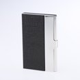 thumbnail image 2 of Estuche para tarjetas de visita profesional Portatarjetas de acero inoxidable de cuero PU de lujo Negro Zulema Tarjetero de acero inoxidable, 2 of 7
