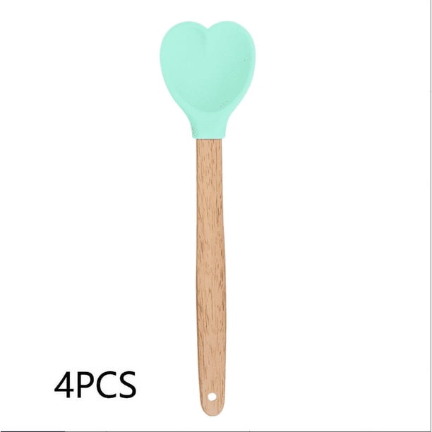 Love espátula de silicona, mango de madera, espátula de silicona, utensilios de cocina 4 piezas