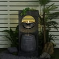 thumbnail image 3 of Water Fountain Modern Waterfall Garden Freestanding Fountain Curved Surface Artistry Design with LED Lights for Garden, Living Room, Patio, Home Decor, 3 of 7