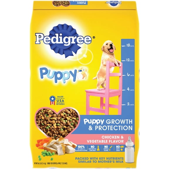 Pedigree Puppy Growth & Protection Dry Dog Food Chicken & Vegetable - Kibble - 16.3 lbs