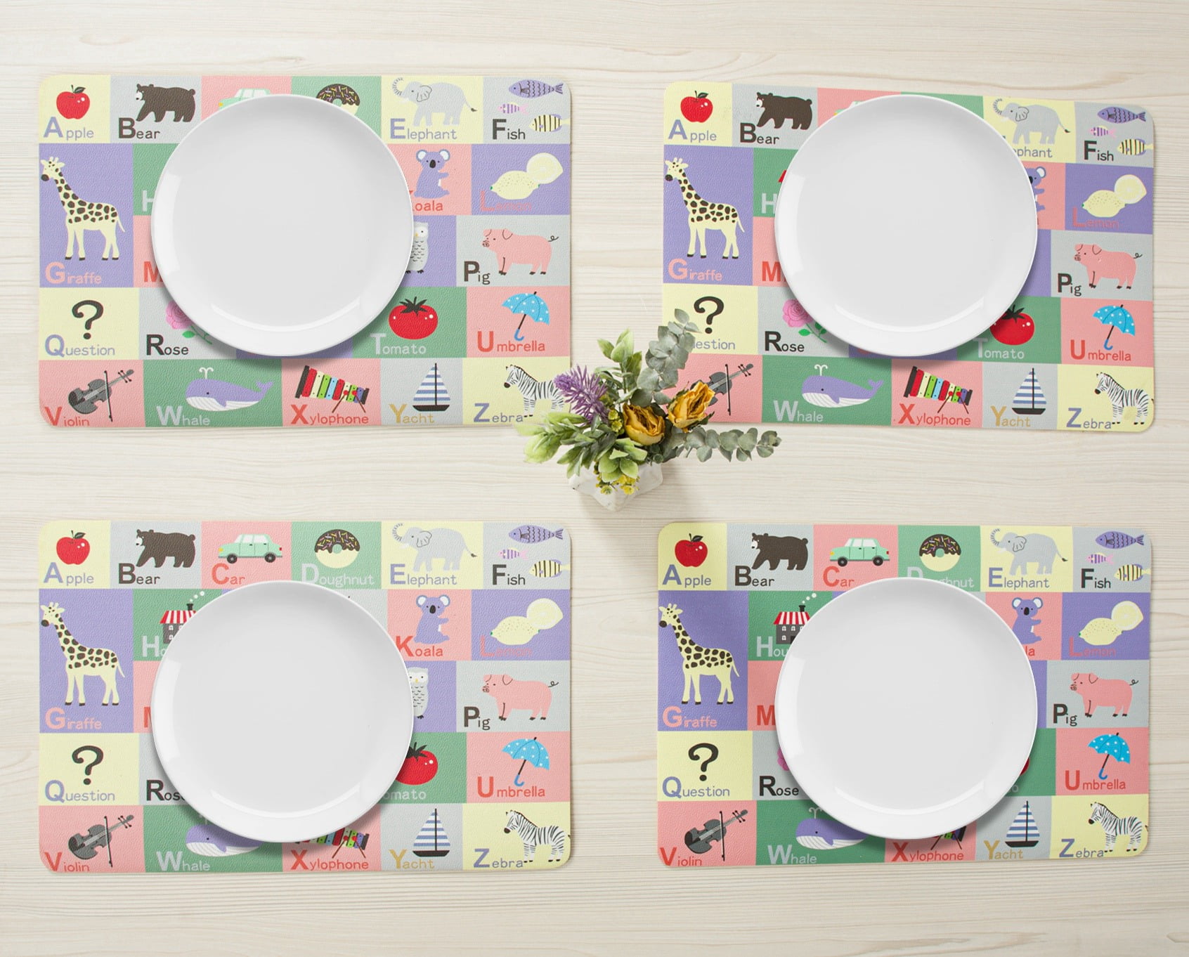 RAY STAR Placemats Set of 4, Vinyl Washable Wipeable Place Mats-12inx18in, Heat Resistant Waterproof Place Mat