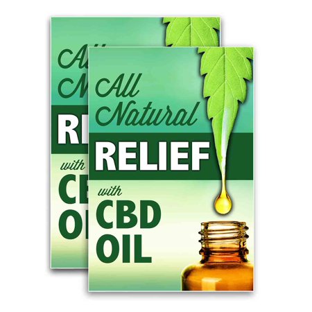 All Natural Relief With CBD (24" X 36") Vinyl Decal Only (Pack of 2) |Sign|Sticker|Poster