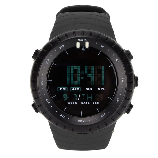 Reloj Digital, HZ500 Reloj De Pulsera Electrónico Con Orificio Ajustable Multifuncional Con Retroiluminación LCD Para Deportes ANGGREK Negro