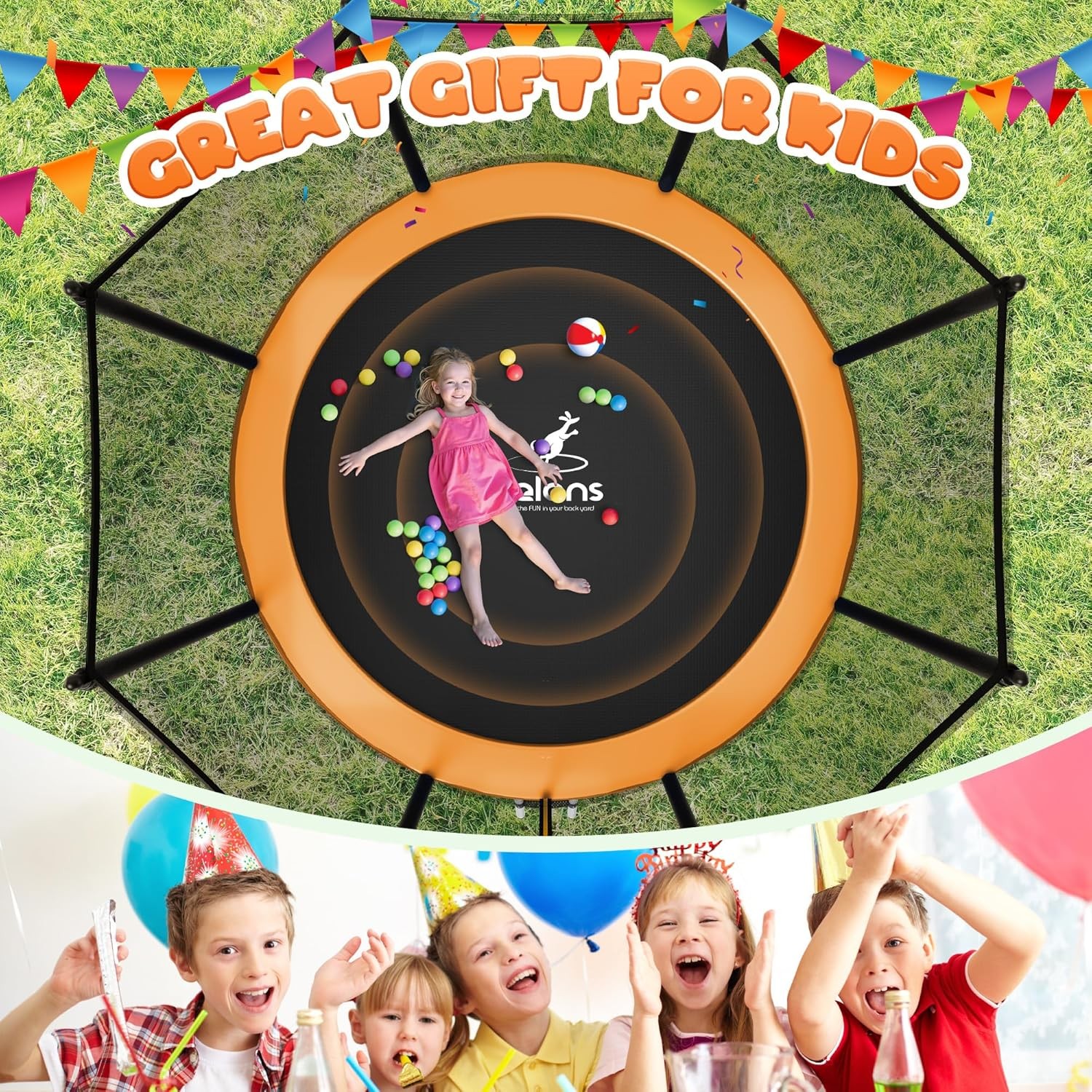 Outdoor Trampolines 8ft,Exercise Trampolines with Enclosure Net and Ladder,Recreational Anti-Rust Trampolines for Kids and Adults