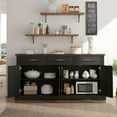 thumbnail image 6 of YYAo Sideboard Cabinet, Coffee Bar Cabinet,63" Fluted Sideboard Buffet Cabinet with Storage, Coffee Bar Station with 4 Doors and 3 Drawers, Black, 6 of 12