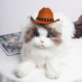 thumbnail image 4 of putnchl Brown Pet Cowboy Costume Cosplay Cap Halloween Costumes For Dogs Cat Pet Party Decoration Cowboy Hat, 4 of 5