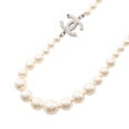 thumbnail image 1 of Pre-Owned Chanel Coco Mark Necklace, Gold Plated (GP), Faux Pearl, Women's, White/Gold Tone, 1 of 7