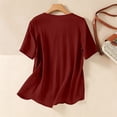 thumbnail image 7 of GUACER Short Sleeve Tops for Women Embroidered Cotton Linen Pintuck Summer Blouses Casual Boho Floral Peasant Shirts Relaxed Fit Tunic, 7 of 7