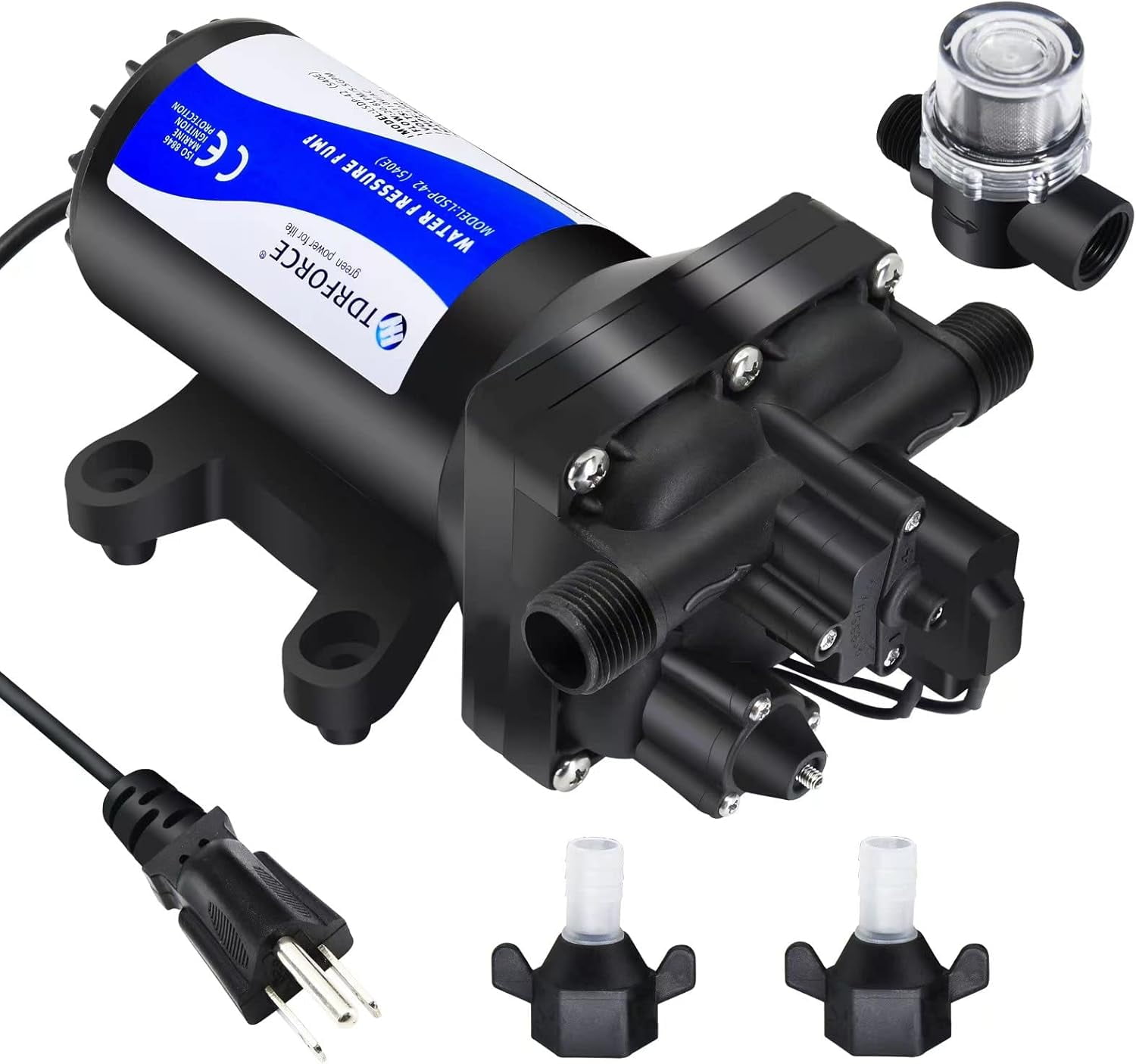 110V Fresh Water Circulating Pump 4GPM Pressure Increase Booster Pump 45 PSI Transfer Pump Self Priming on Demand Water Pump Diaphragm Pump Washdown Pump Inline Water Pump for Garden Hose…