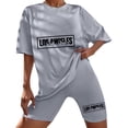 thumbnail image 2 of ibiyuan Outfits For Women 2 Piece Sets Stylish Women's Casual Two Piece Set Round Neck Short Sleeve Top and Shorts Outfit, 2 of 5